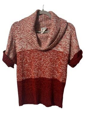 Ombre Cowl Neck Short-Sleeve Fall Knit Sweater Size Large